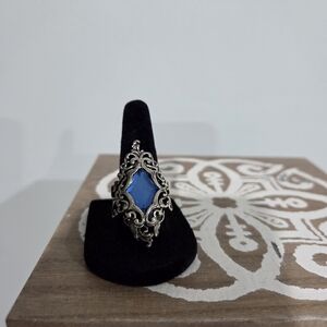 Elegant Silver and Blue Women's Ring